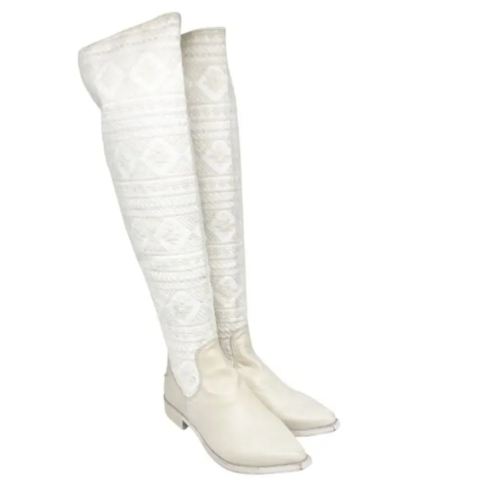 Free People Women's Bren‎ OTK Crochet Western Cowgirl Boots Size US 6 Size 36